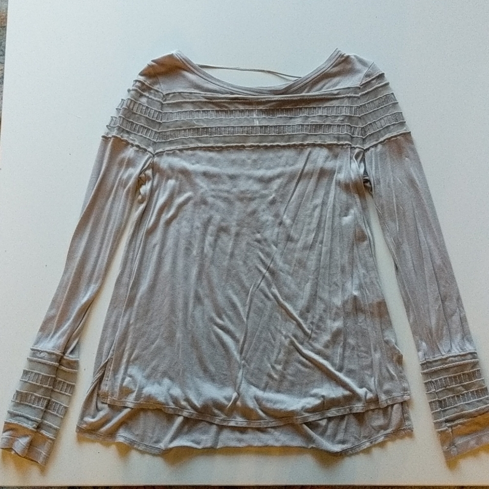 NWOT Free People, Size S, Light Gray Long Sleeve Shirt